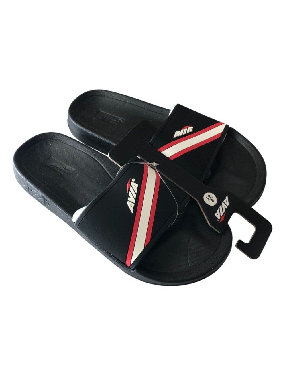Avia Mens Diagonal Sandals Slides Rubber Black Mens Size 9 Womens Size 11